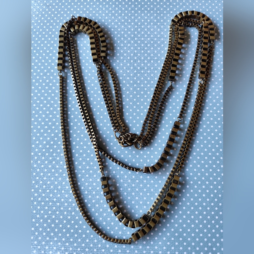 4/$50⭐️ALDO Three Strand Brass Box Chain Necklace